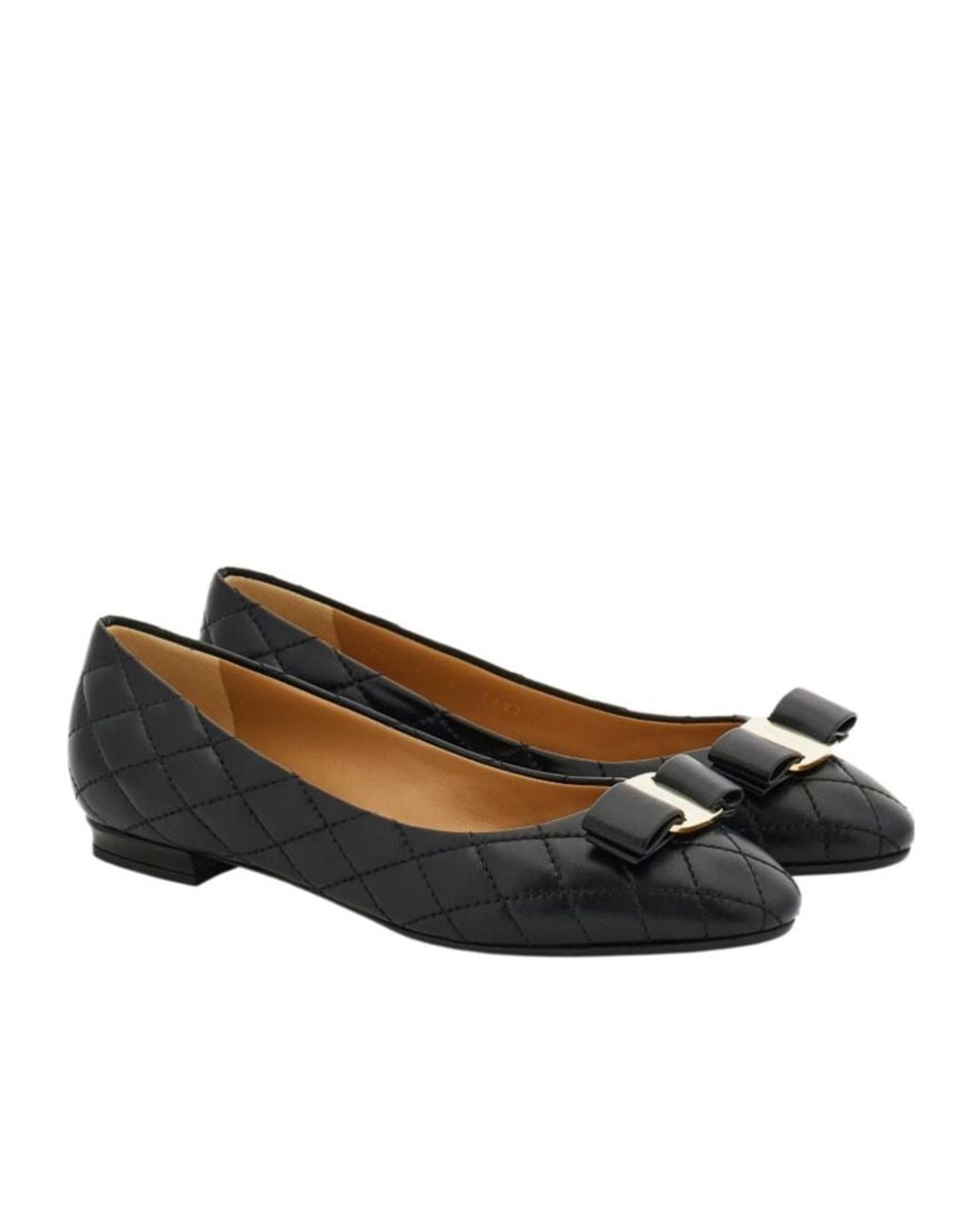 Ferragamo Black Quilted Varina Ballet Flat
