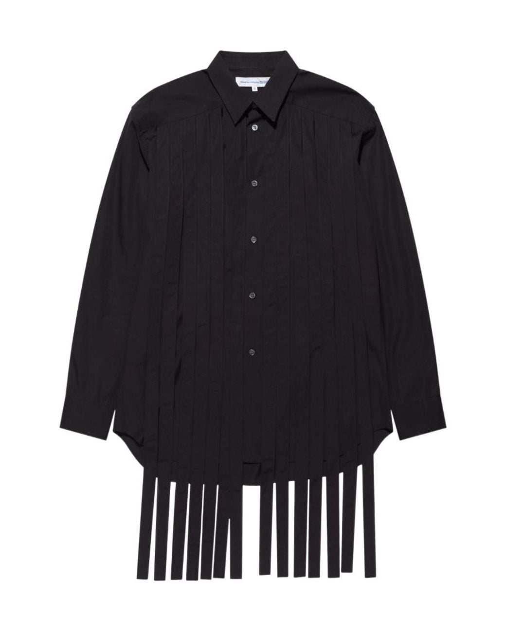 Comme des Garçons Black Fringed Pleated Cotton Shirt for men