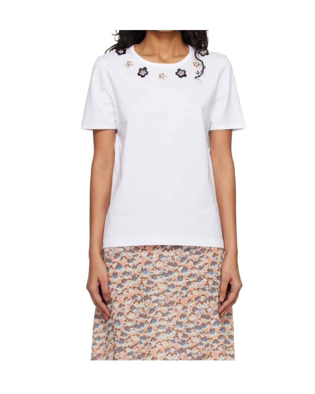 Marni White Floral-Embellished T-Shirt