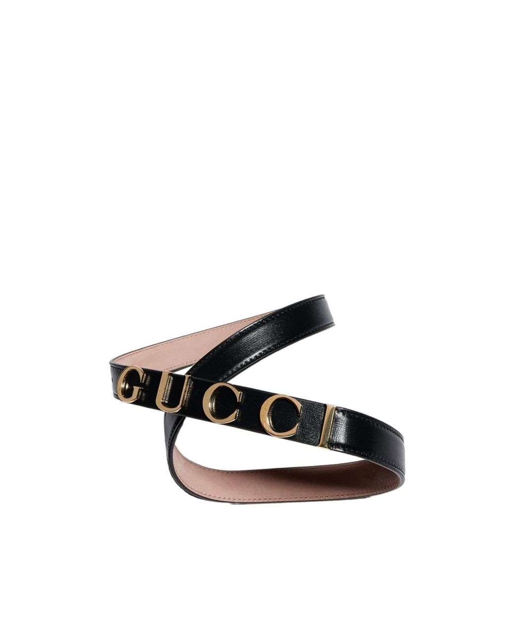 Gucci White Thin Belt With Logo Buckle
