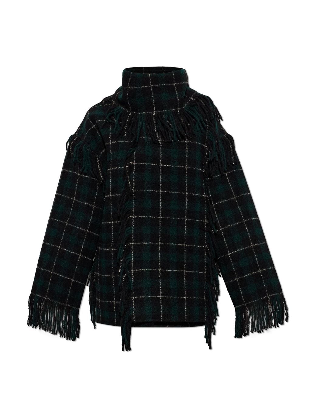 Totême Black Totême Checked Fringed Shawl Jacket