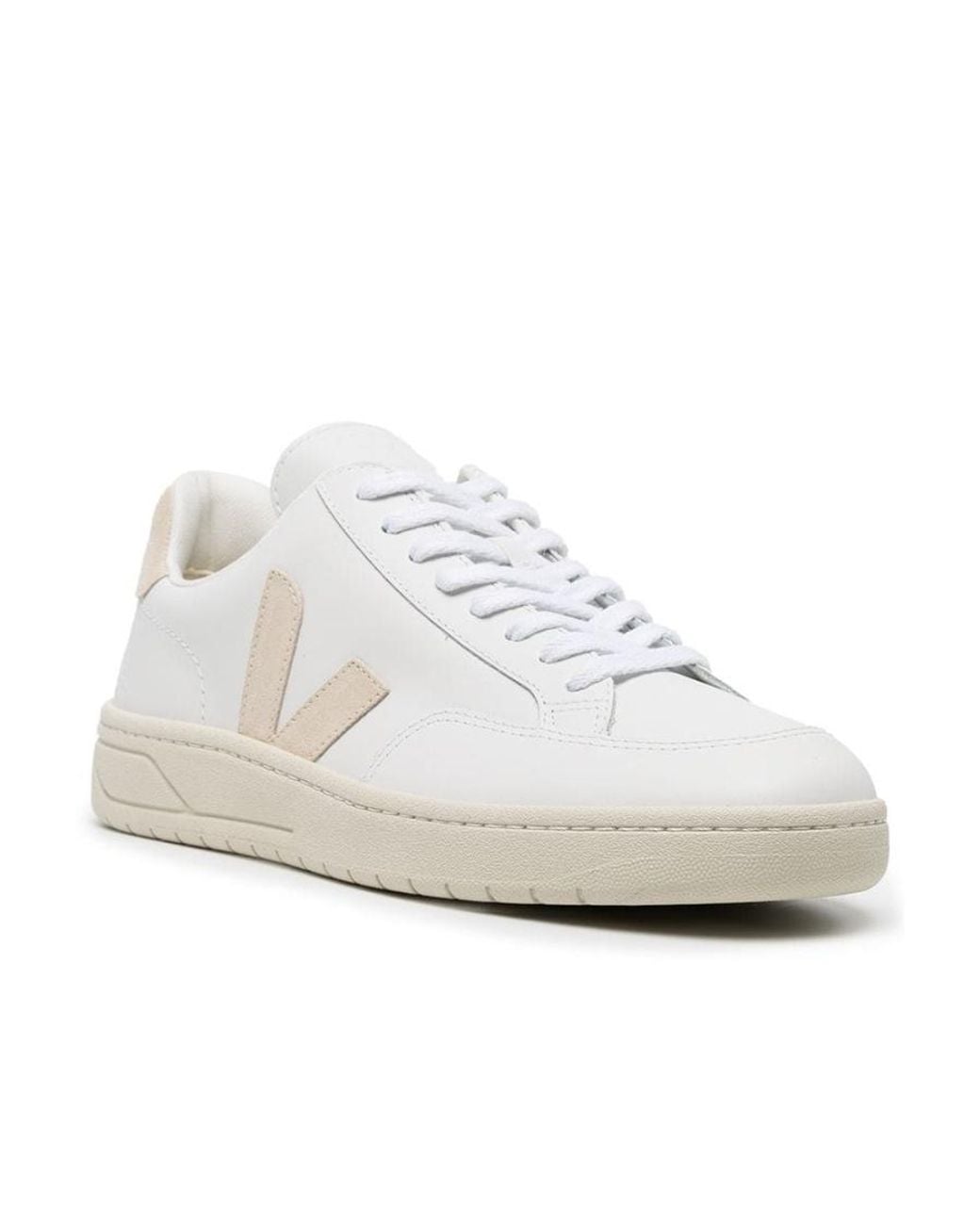Veja White V-12 Lace-Up Sneakers