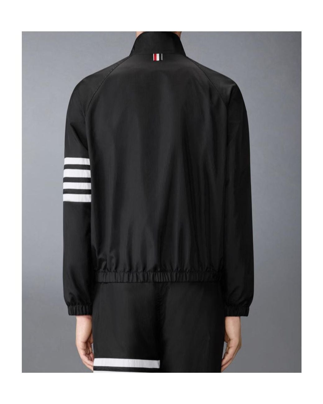Thom Browne Black Bar Stripe Zipped Jacket for men
