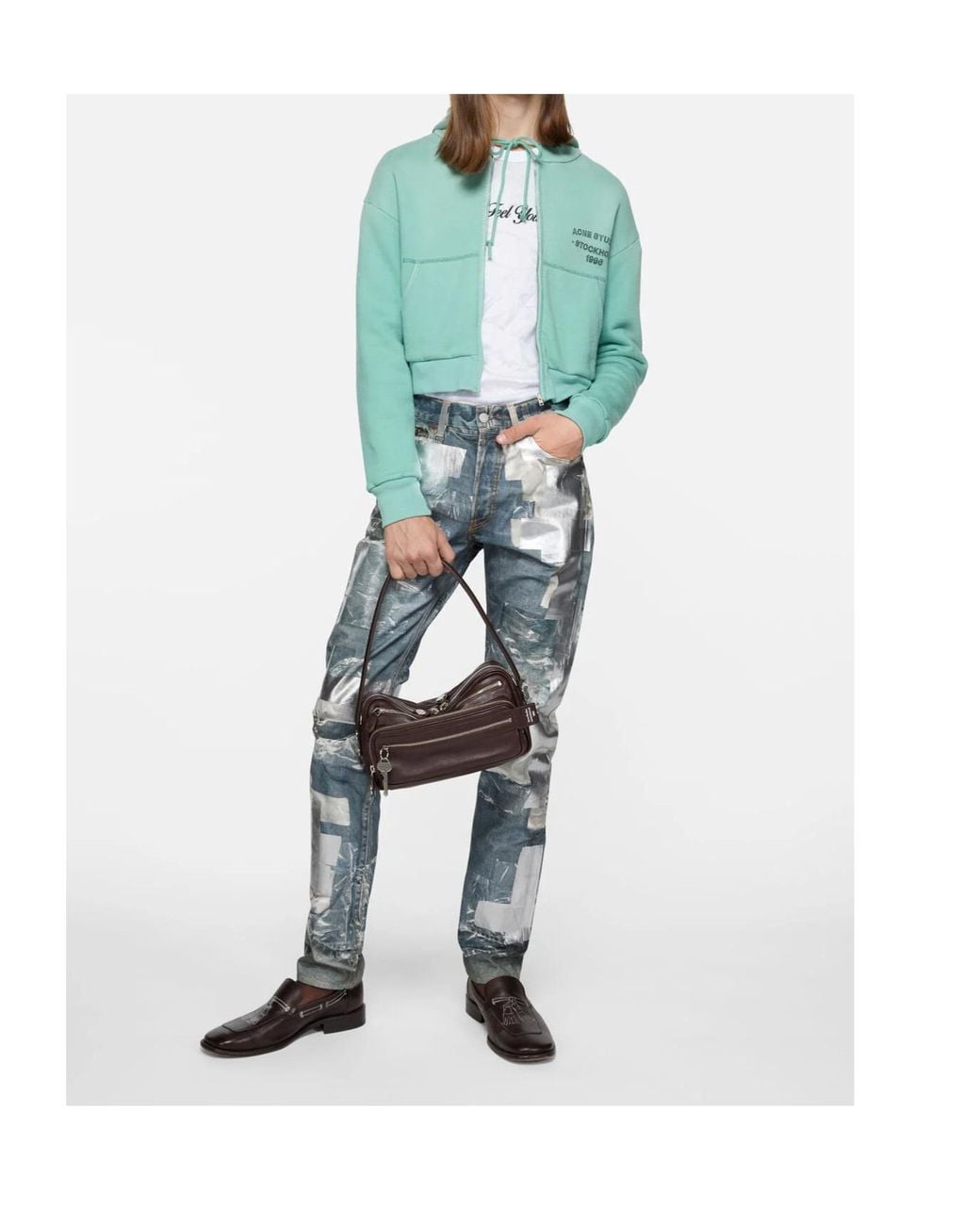 Acne Green Zip Hoodie for men