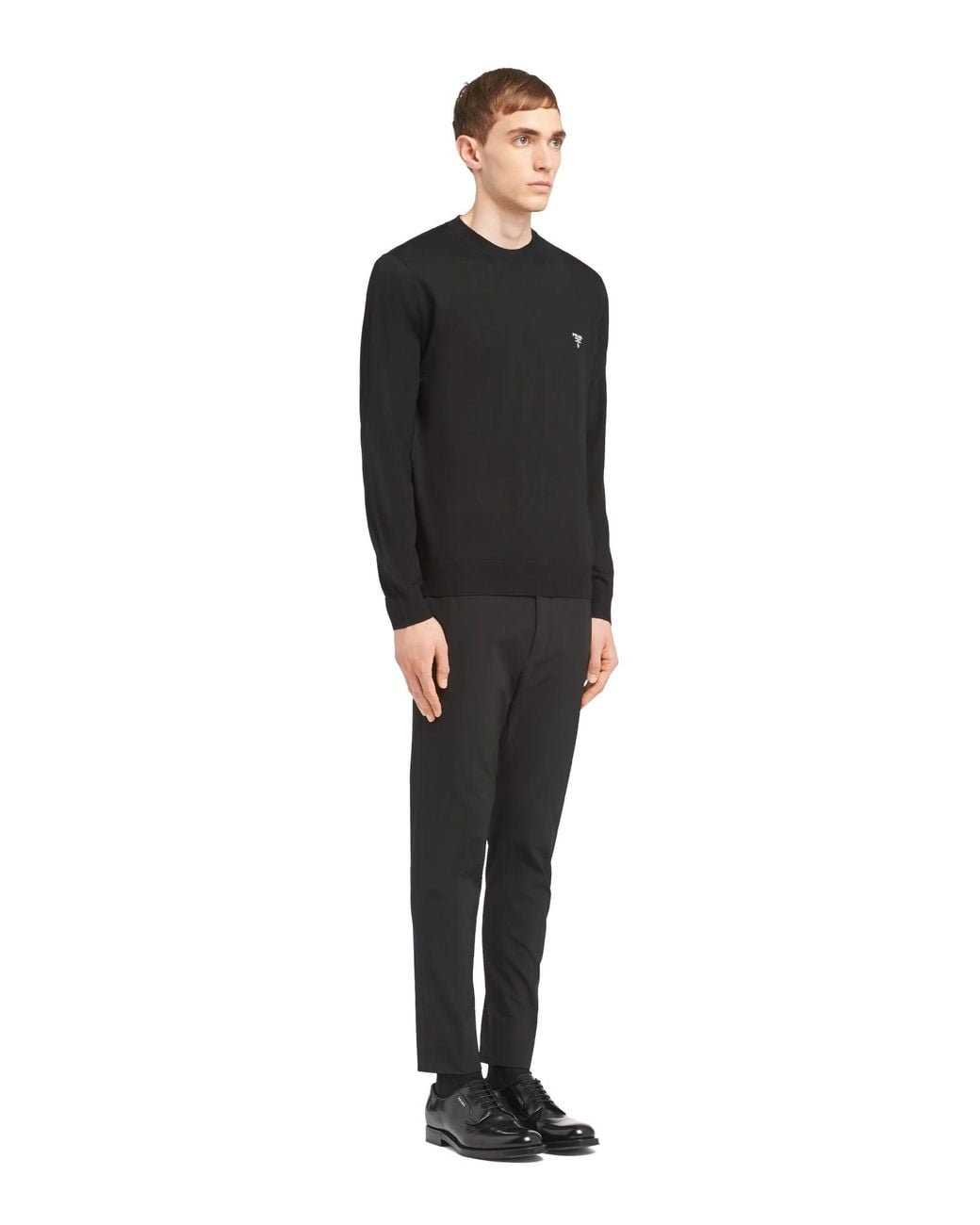 Prada Blue Long-Sleeved Crewneck Knitted Jumper for men