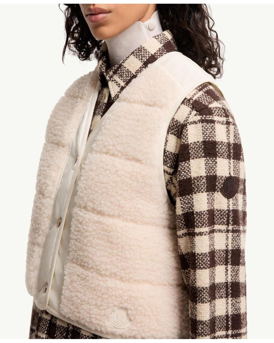 Moncler Natural Fluffy Teddy Padded Vest