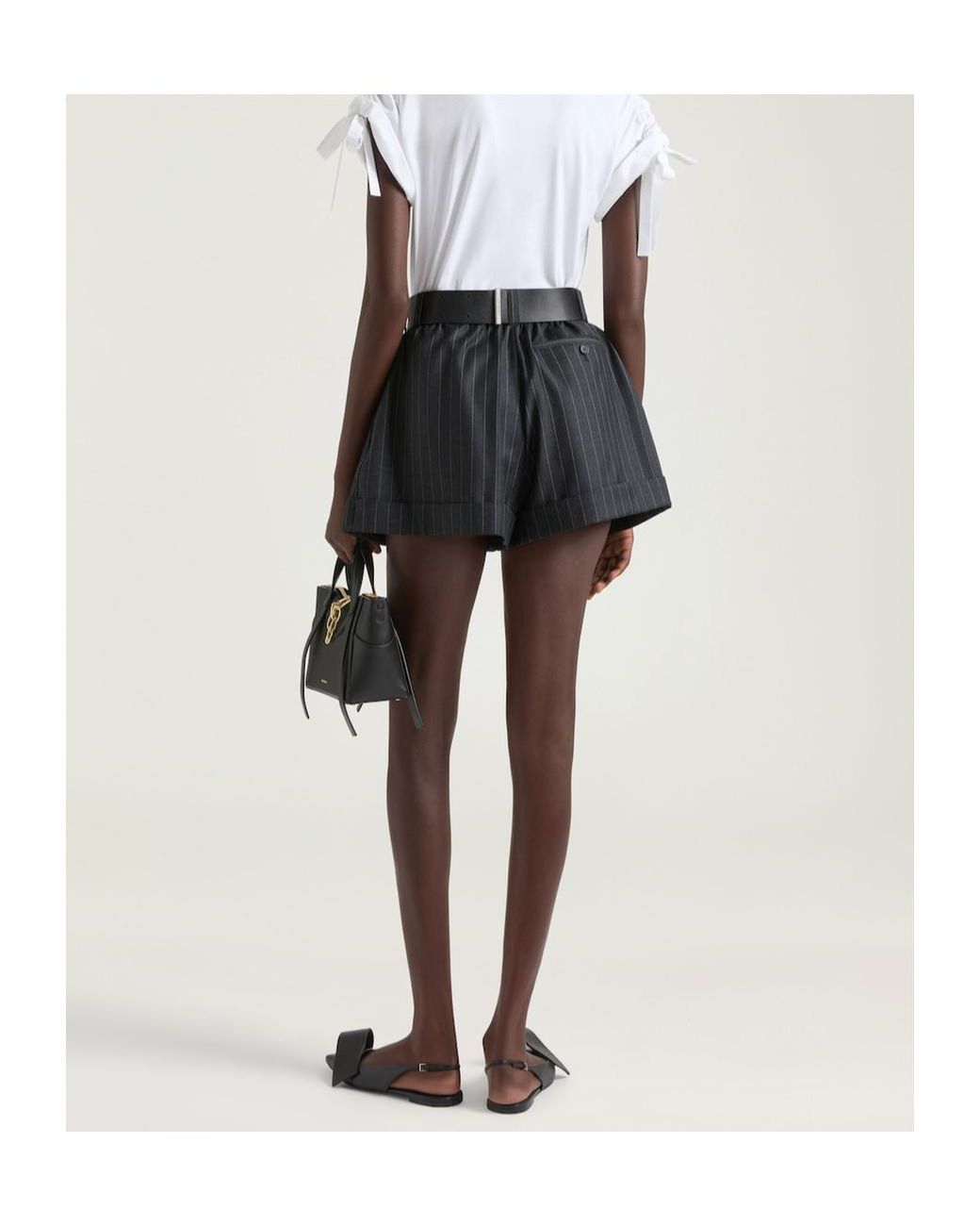Givenchy Gray Double Pleat Striped Shorts