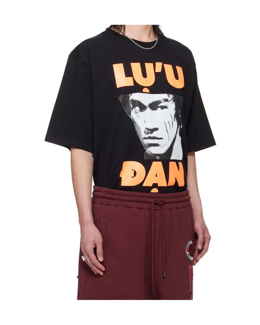 Lu'u Dan Black Bruce Lee X Collaboration Concert Crew Neck T-Shirt for men