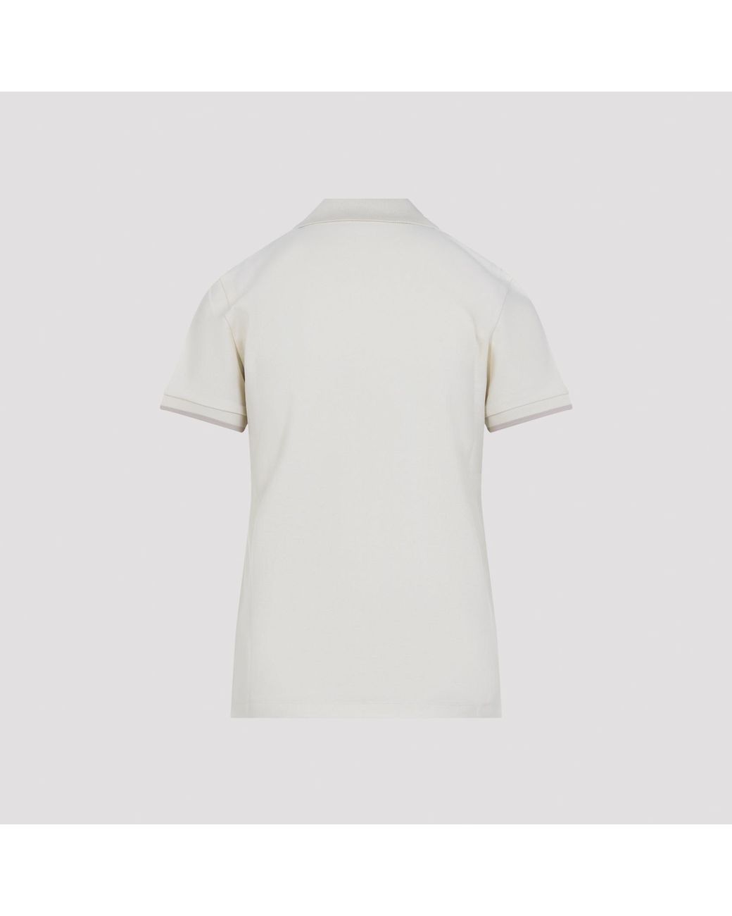 Moncler White Logo Patch Short-Sleeved Polo Shirt