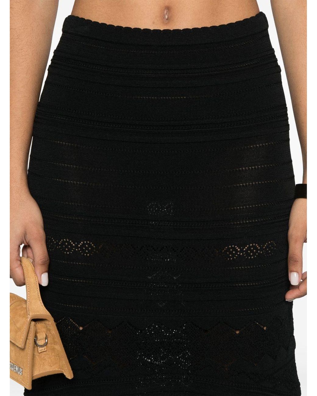 Twinset Black Flared Midi Skirt