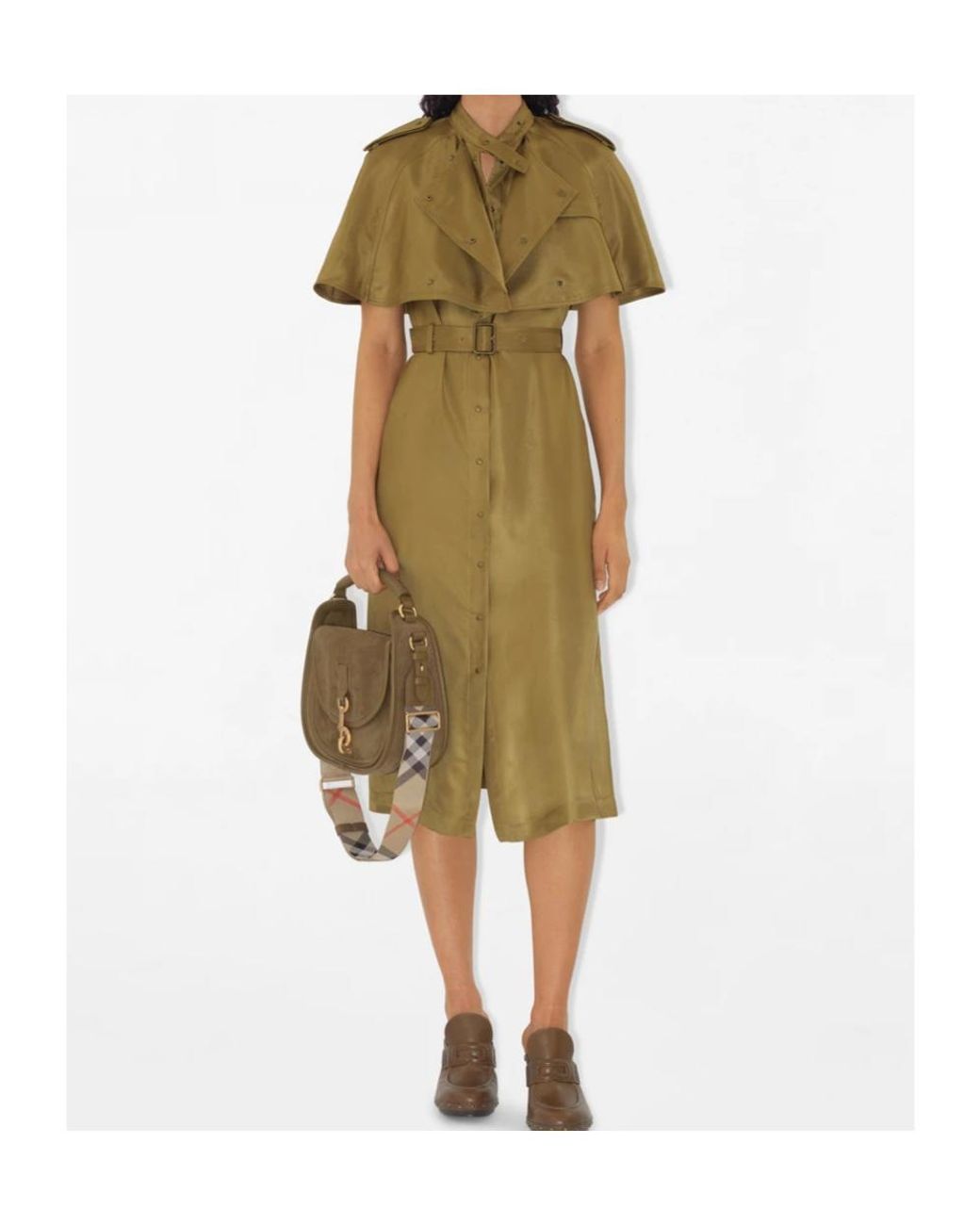 Burberry Green Belted Waist Trench Dress