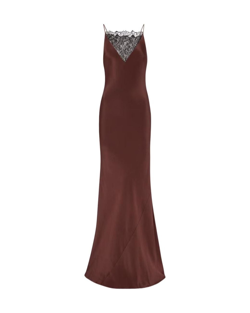 Roland Mouret Purple Lace-Trimmed Silk Satin Gown