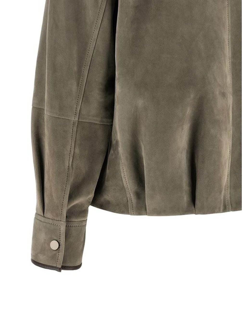 Brunello Cucinelli Green Leather Jacket