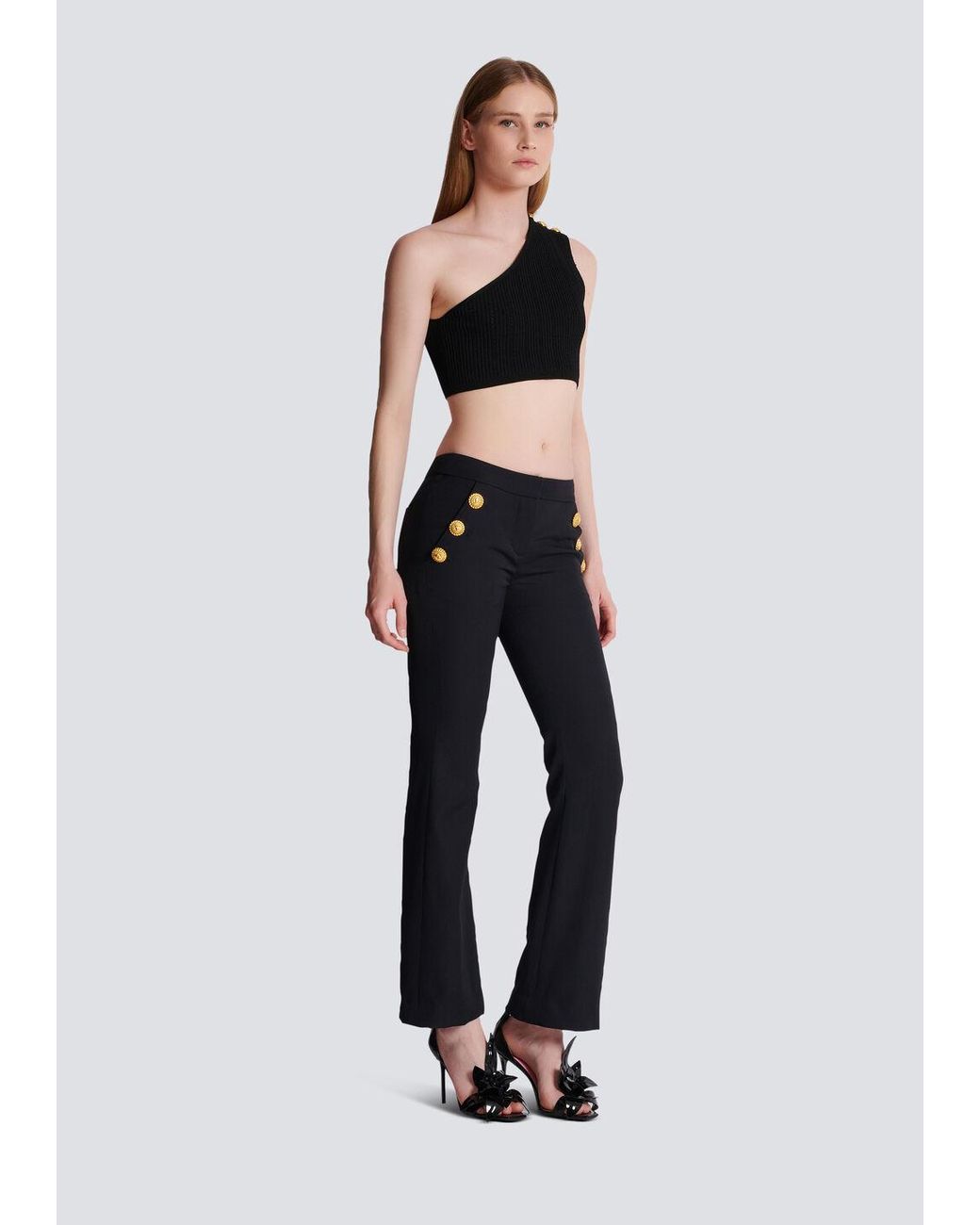 Balmain Black Low-Top Flared Trousers