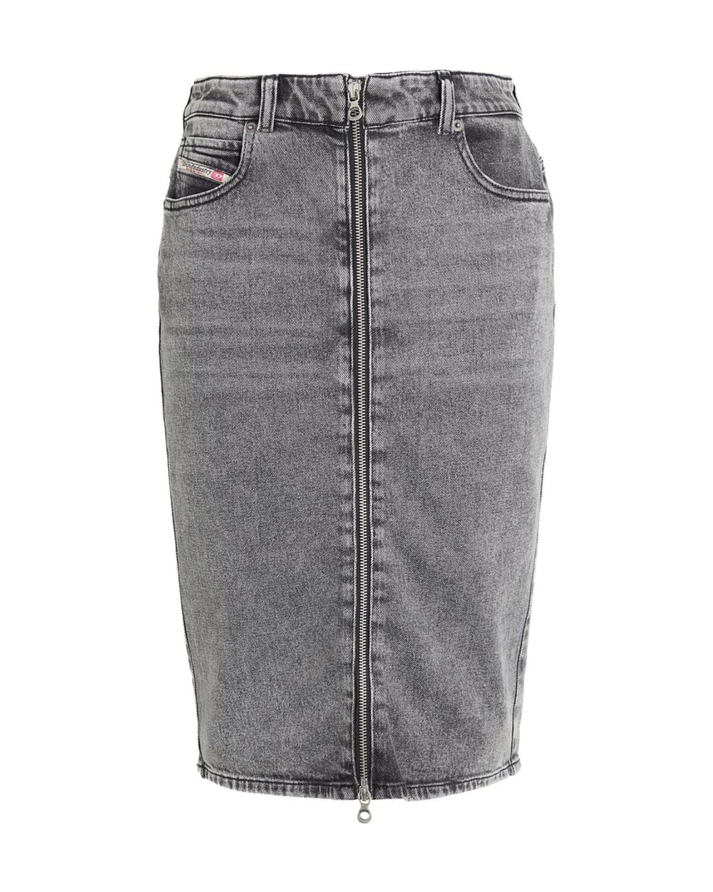 DIESEL Gray Colored Denim Midi Skirt