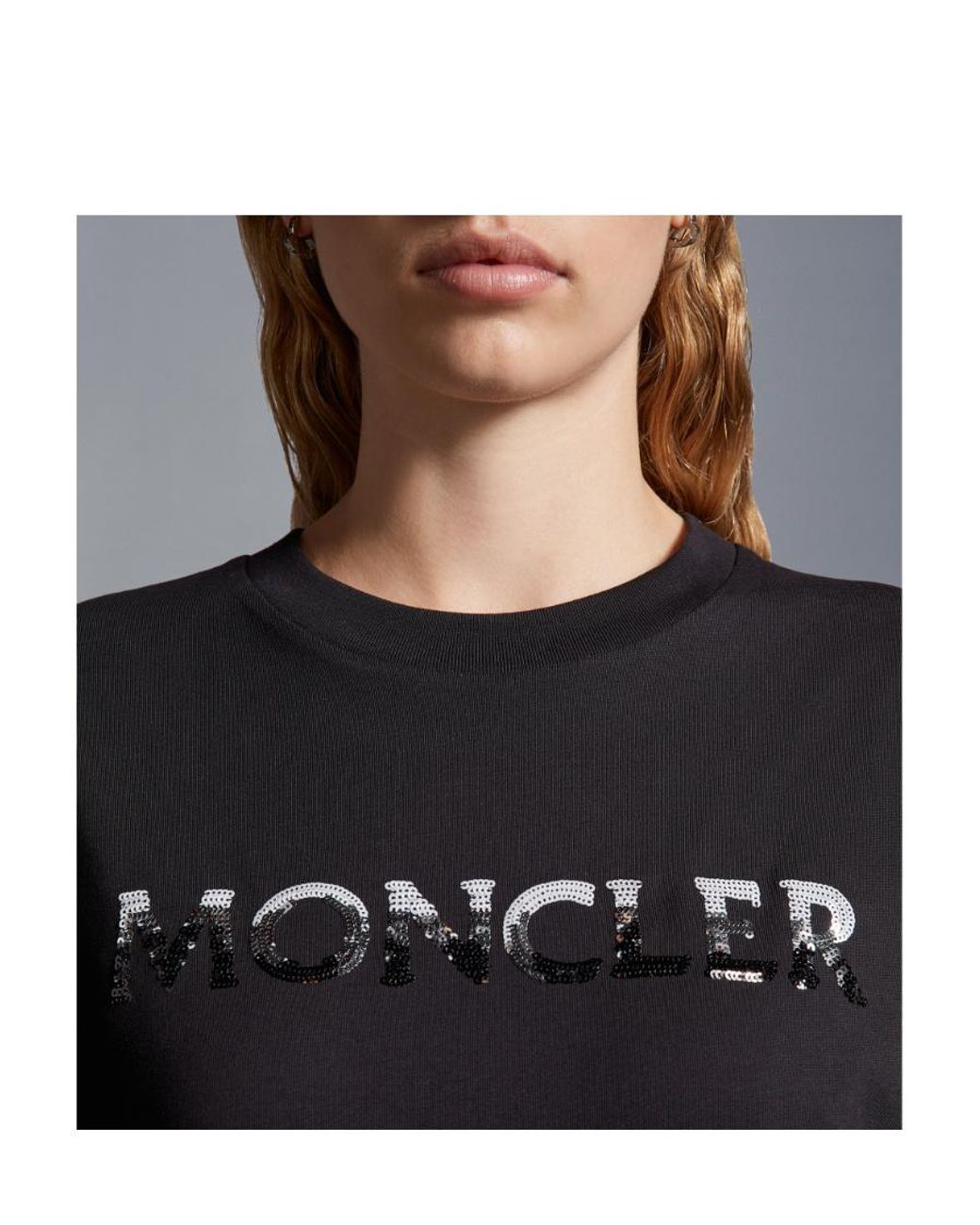 Moncler Black Logo Embellished Crewneck T-Shirt