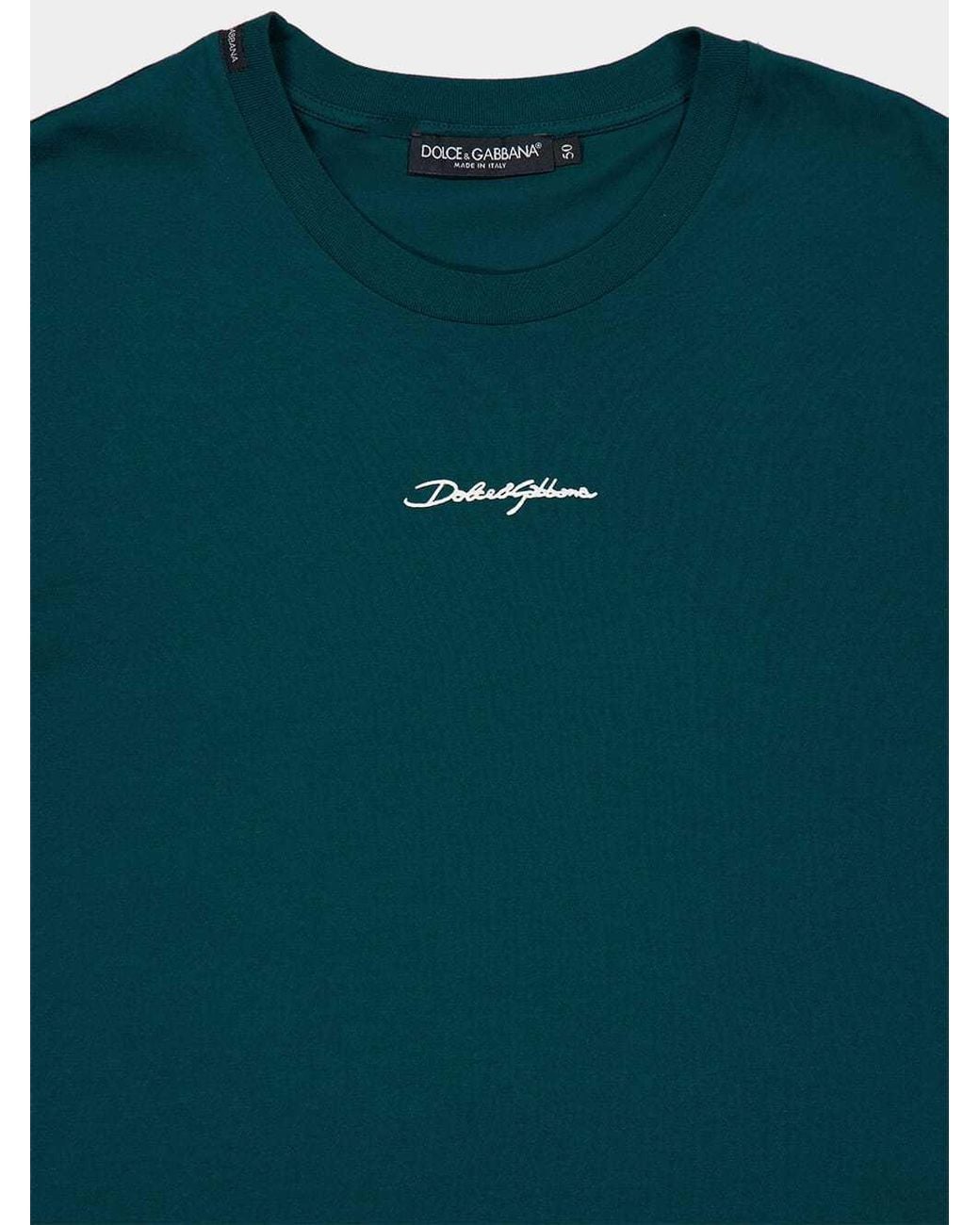 Dolce & Gabbana Green Embroidered T-Shirt for men