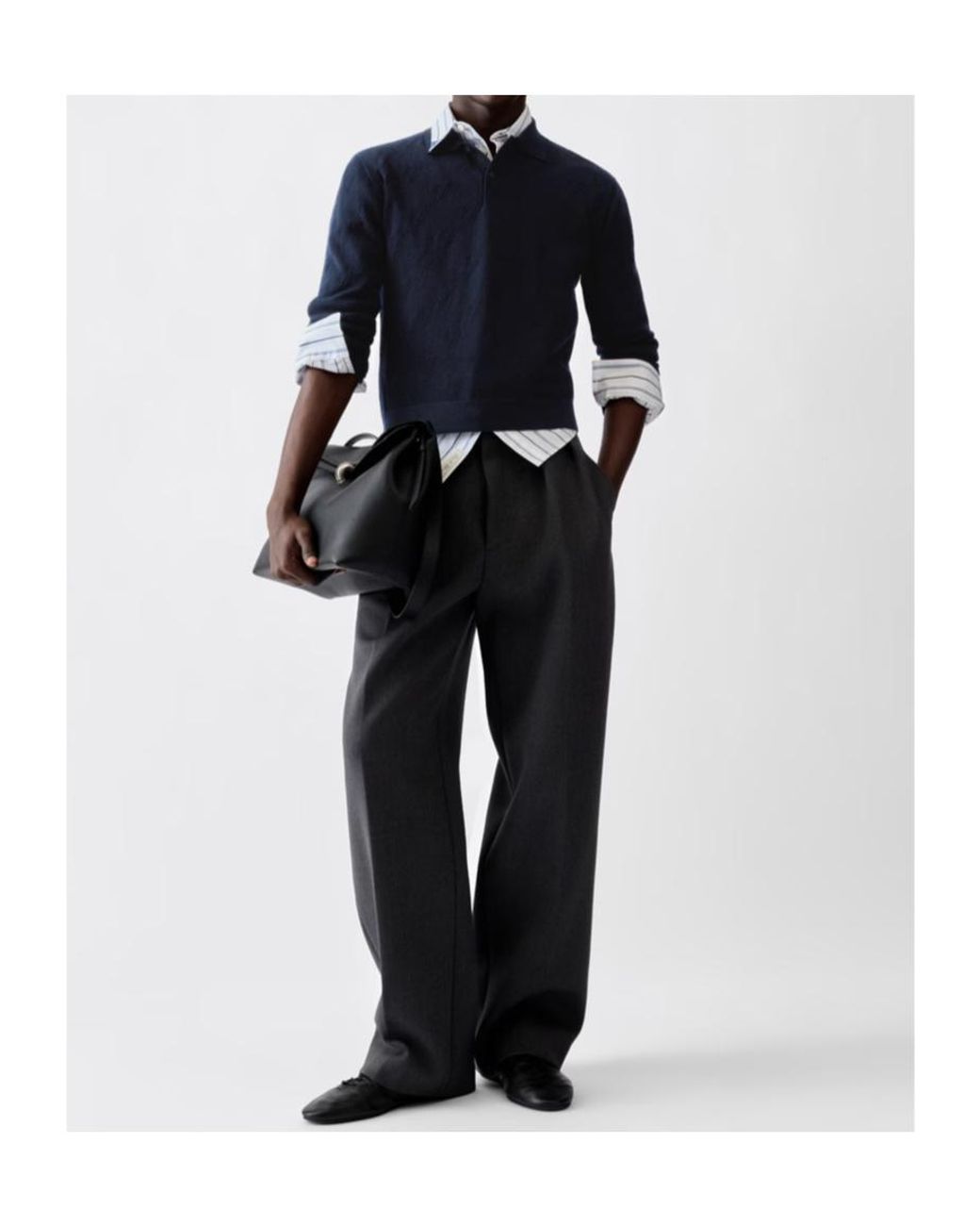 Jacquemus Blue Long-Sleeve Knitted Polo Shirt for men