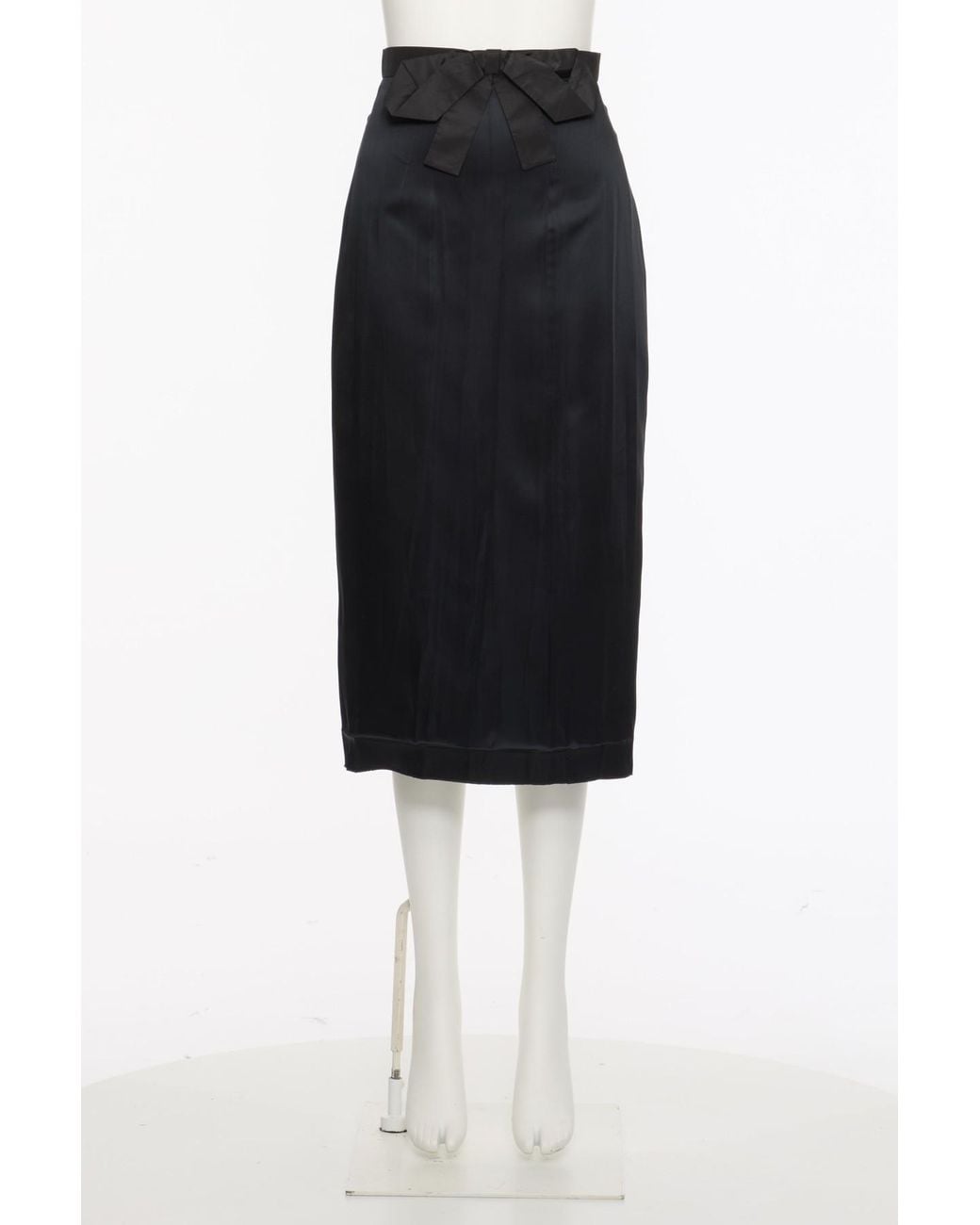 Valentino Black Bow-Detail Satin Midi Skirt
