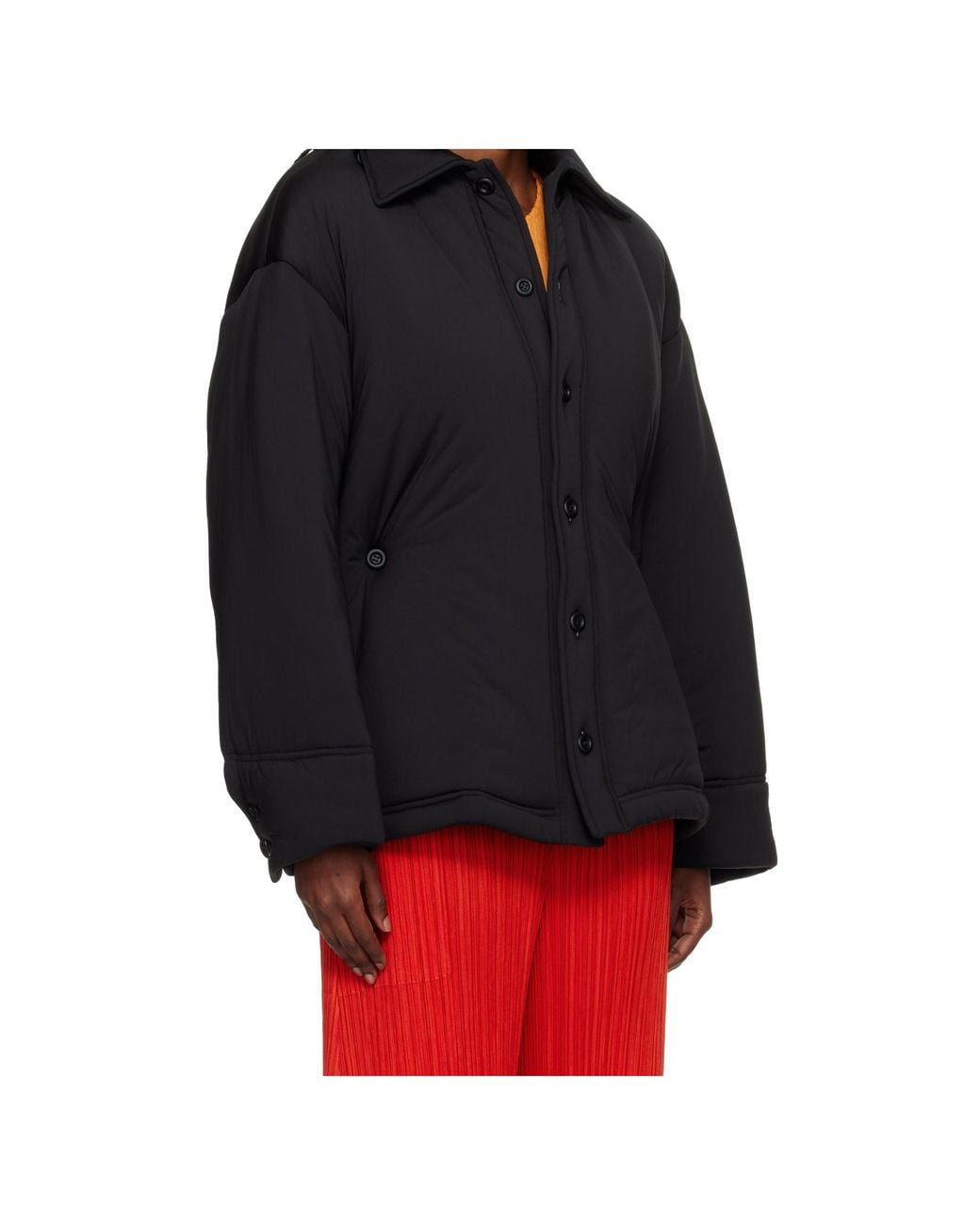 Issey Miyake Black Pumped-T Button-Fastening Jacket