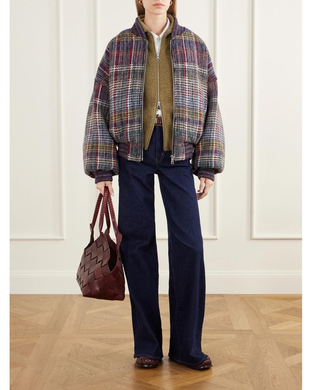 Missoni Multicolor Checked Wool Padded Bomber Jacket