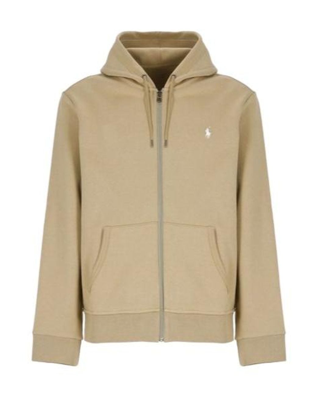 Ralph Lauren White Polo Pony Embroidered Zip-Up Hoodie for men