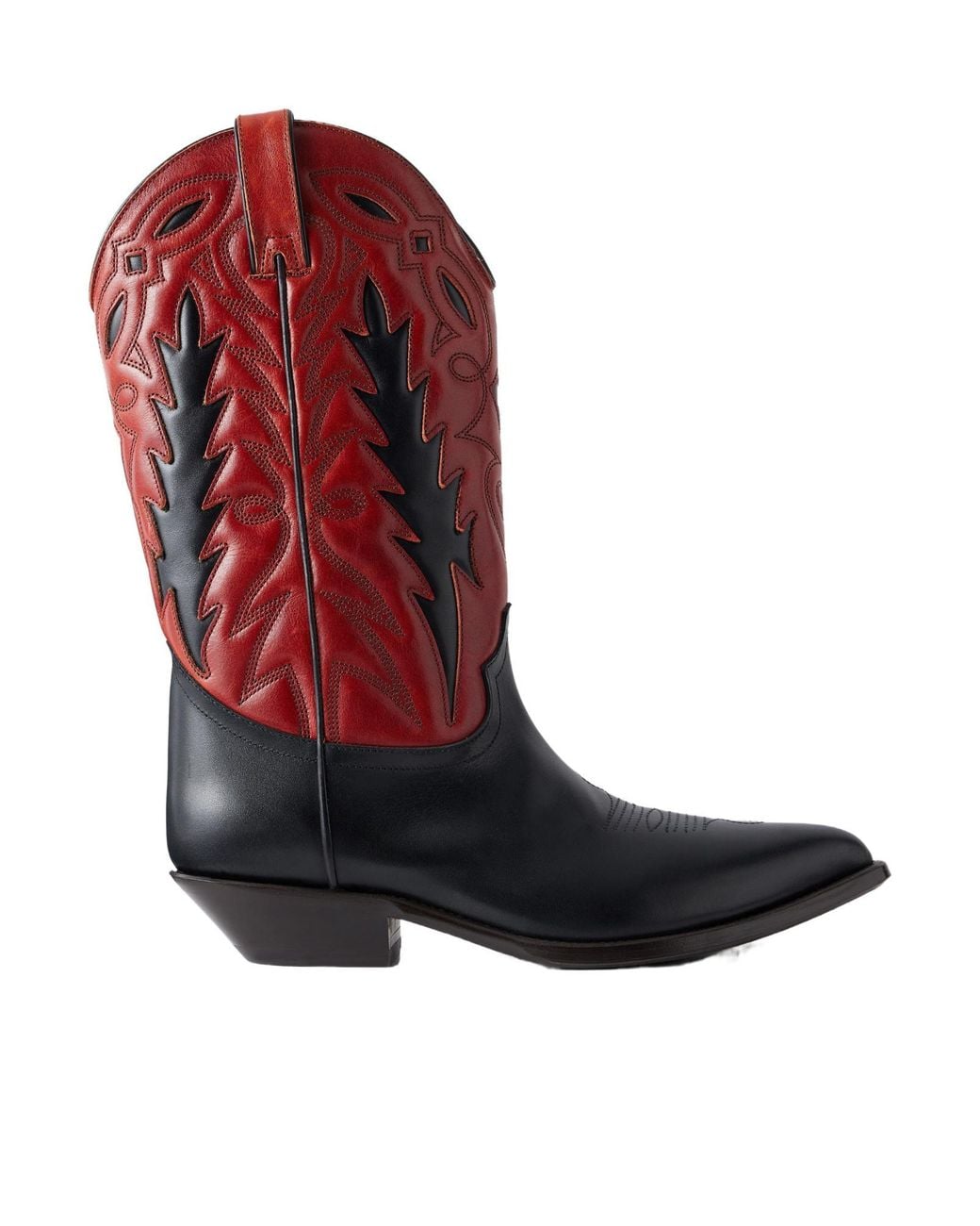 Rabanne Embroidered Two-Tone Leather Knee Boots