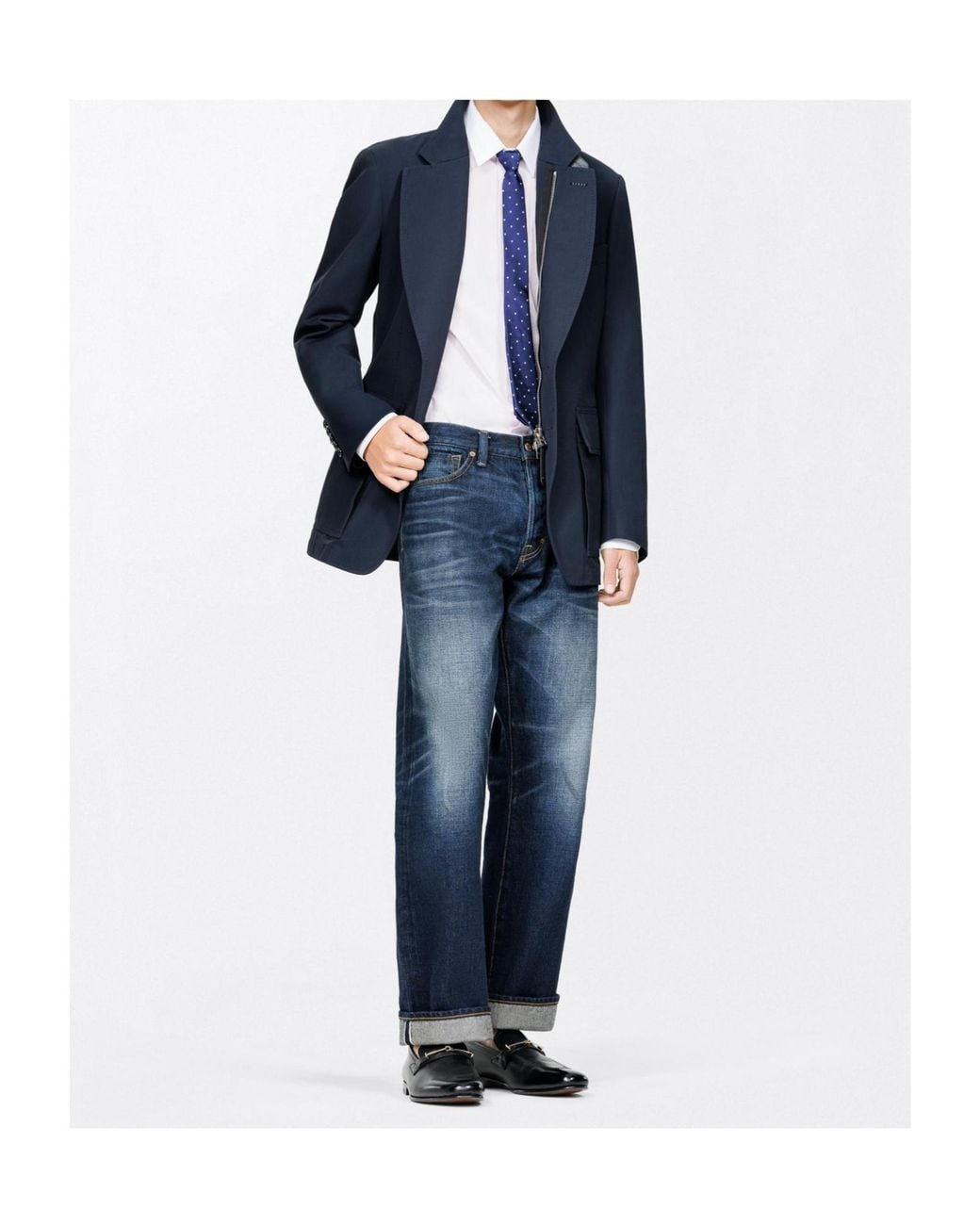 Tom Ford Blue Zip-Front Twill Blazer for men