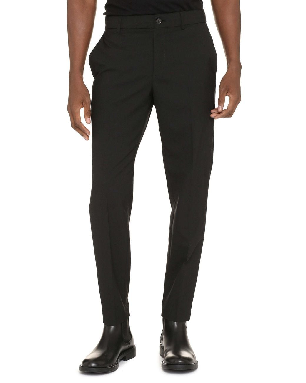 Department 5 Black Wool Blend Slacks for men