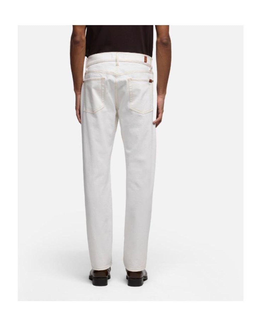 7 For All Mankind White Straight-Leg Jeans for men
