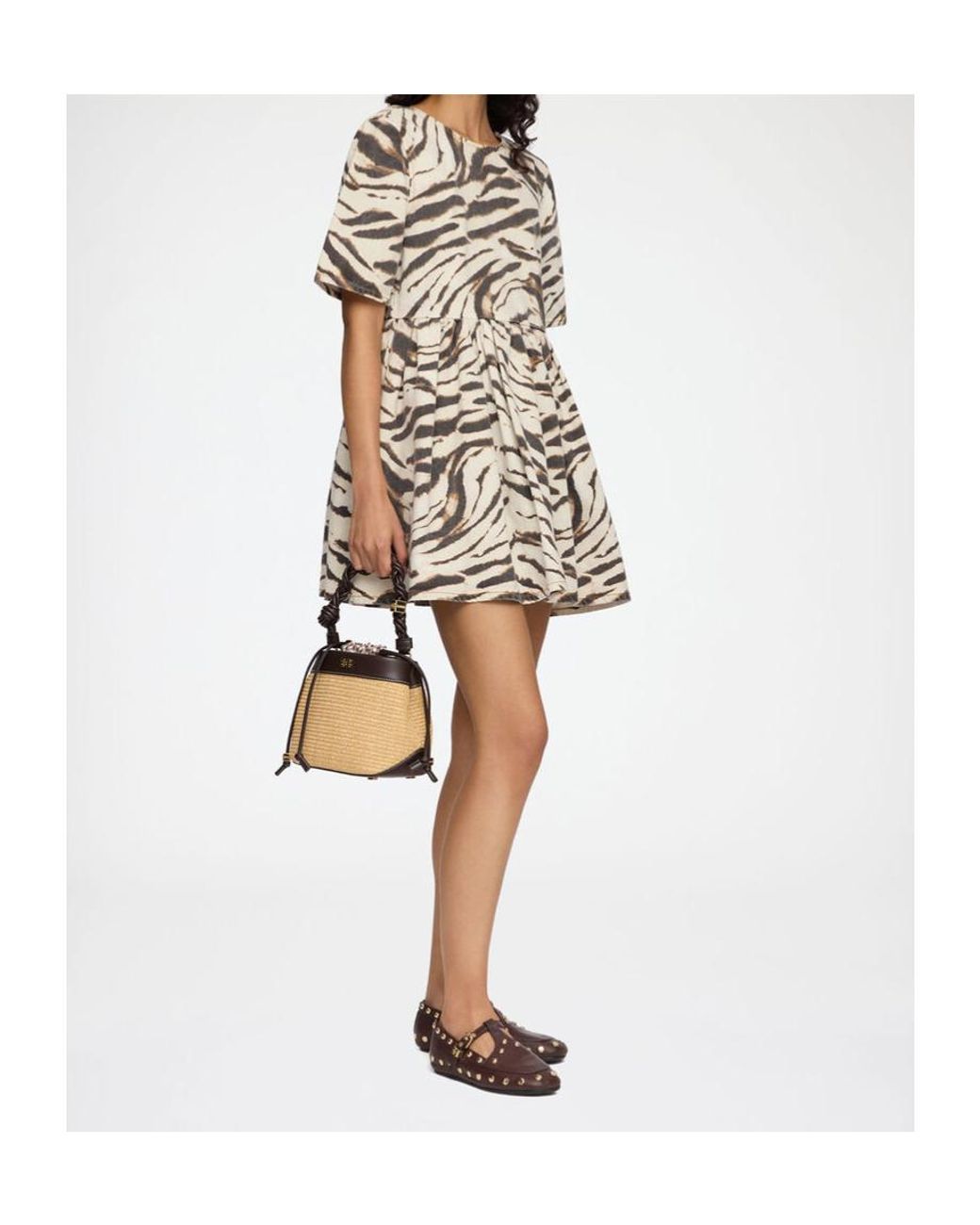 Ganni Multicolor Zebra Denim Mini Dress