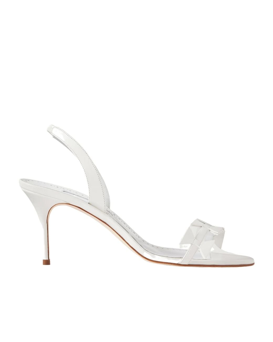 Manolo Blahnik White Leather Slingback Sandals