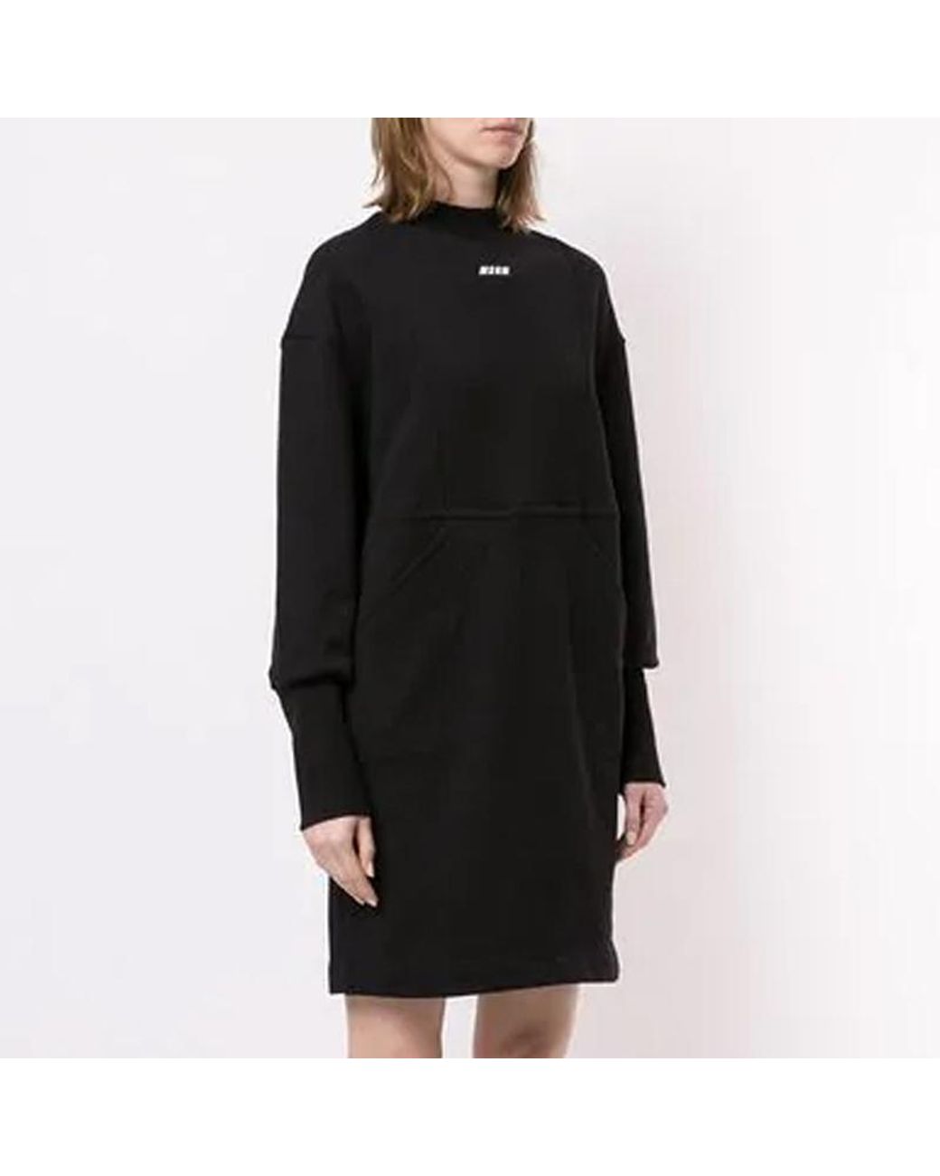 MSGM Black Round Neck Dress