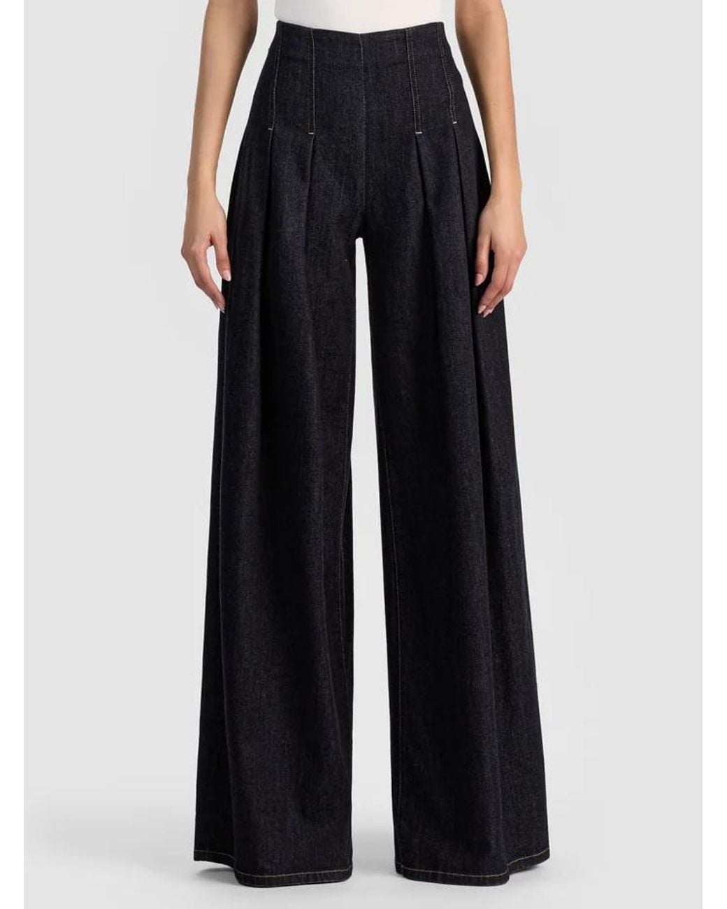 Alice + Olivia Blue Pleated Jeans