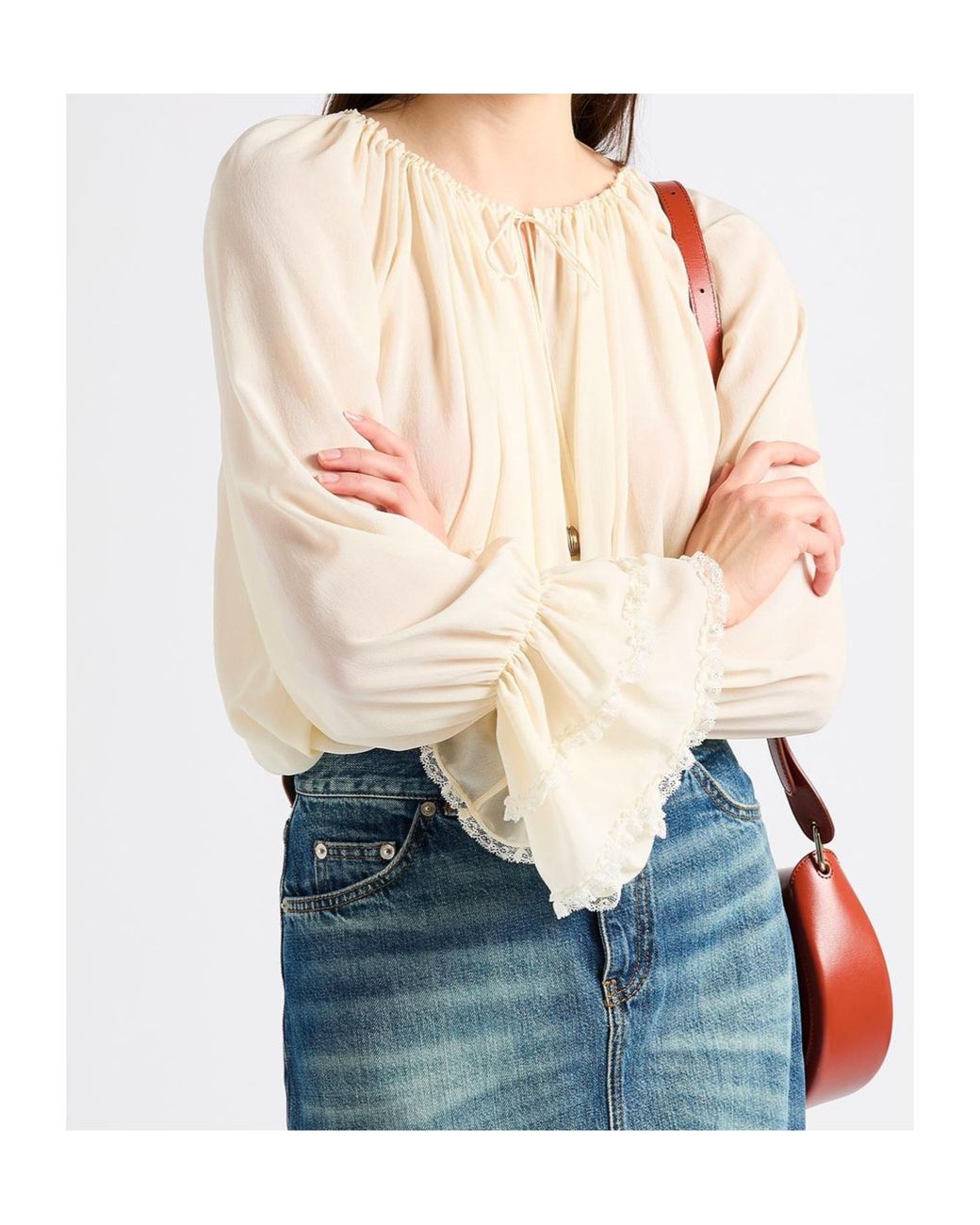 Chloé Natural Bohemian-Style Long-Sleeve Shirt