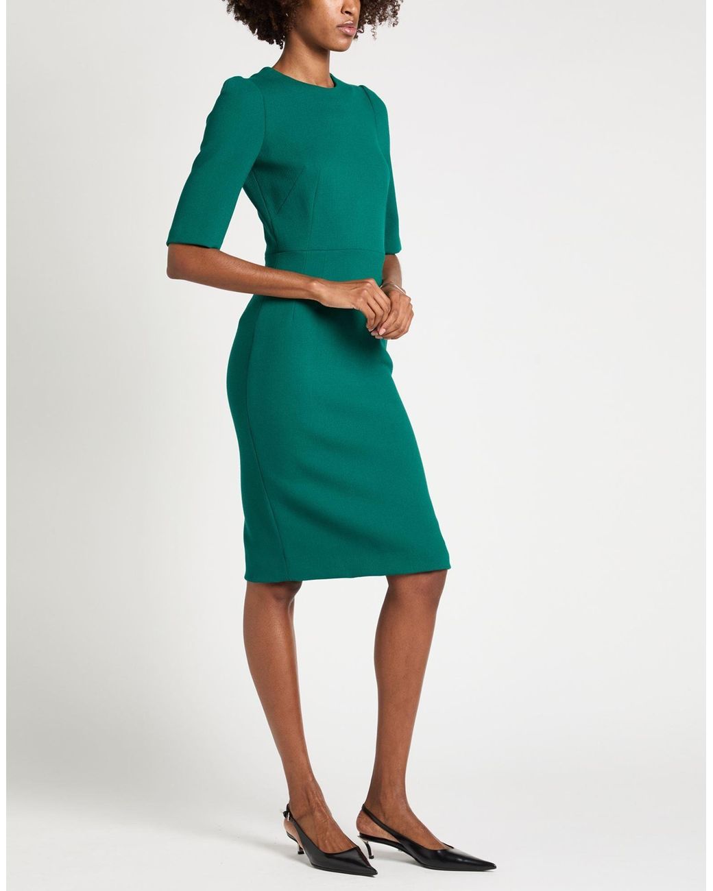 Dolce & Gabbana Green Solid-Colored Bodycon Dress
