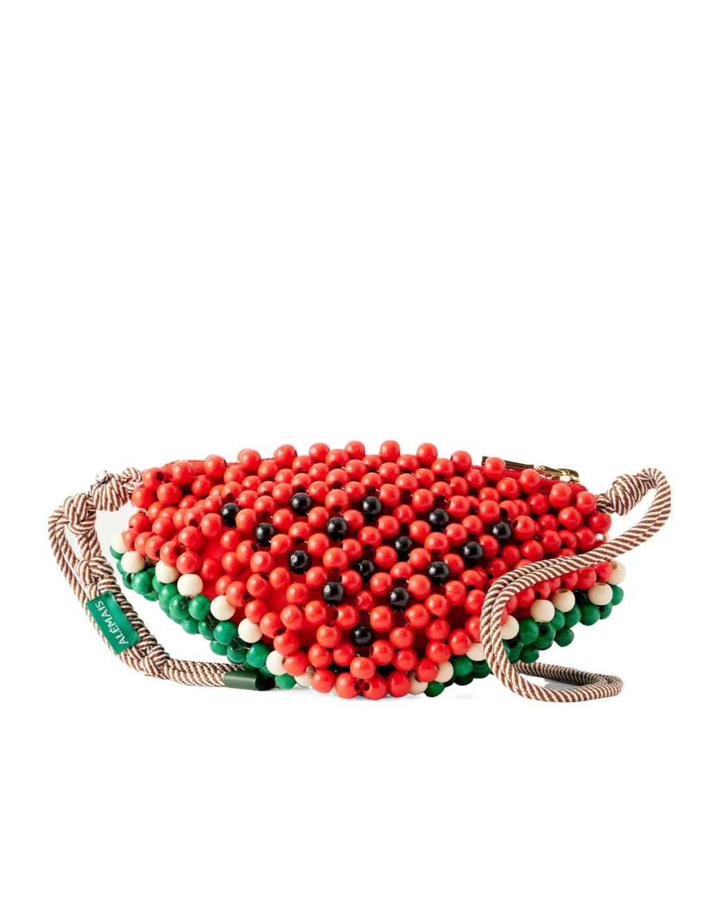 ALÉMAIS Red Woodenbead Woven Crossbody Bag