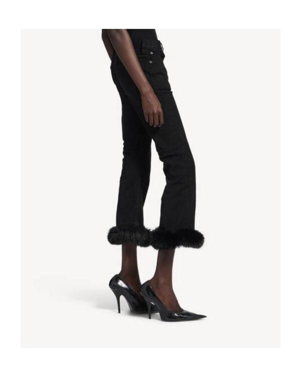 Balenciaga Black Flared Trim Detailed Pants