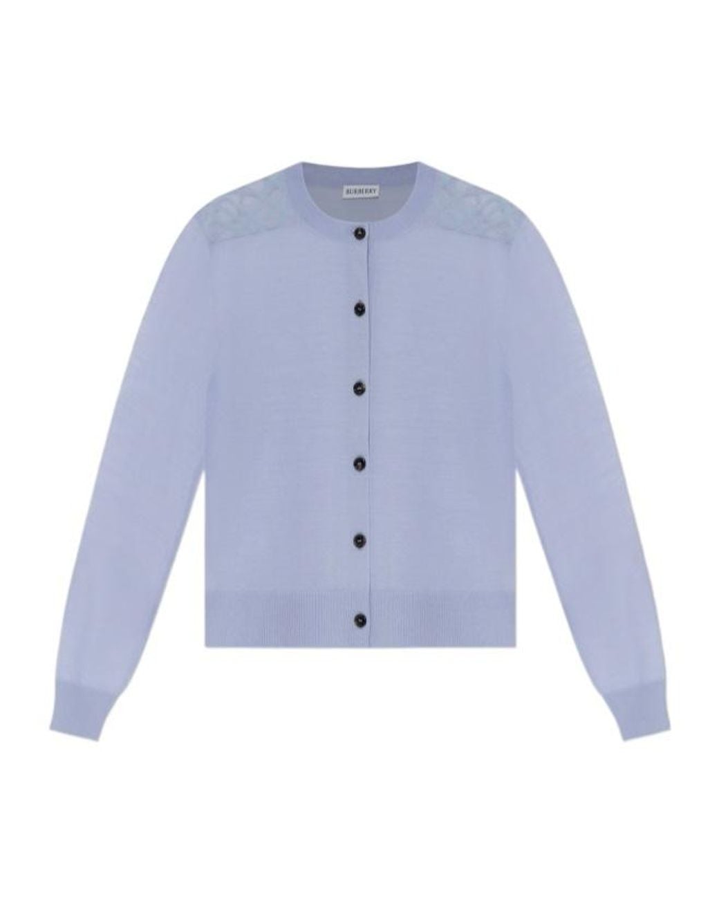 Burberry Blue Check-Detailed Crewneck Cardigan