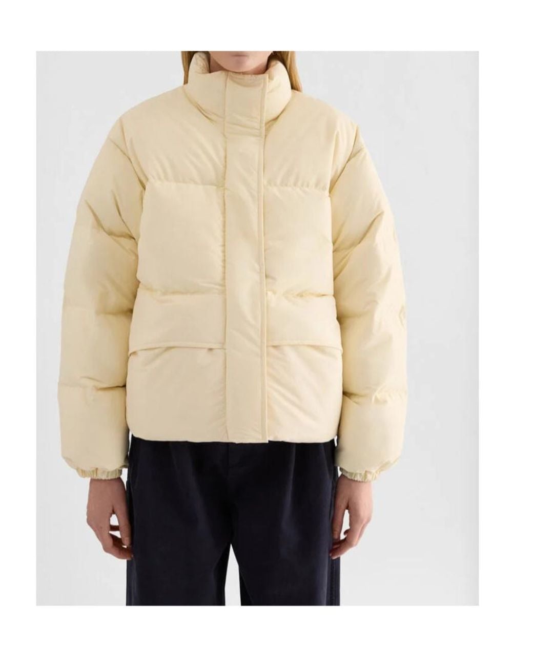 Jil Sander Natural Quilted Stand-Collar Down Jacket