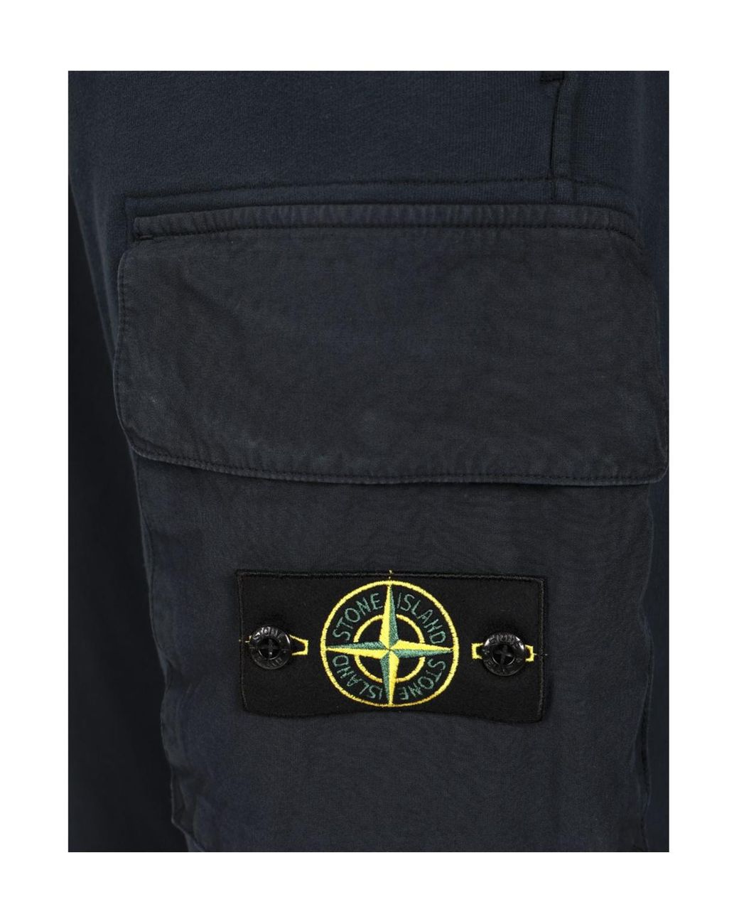 Stone Island Blue Logo Patch Tapered Leg Pants for men
