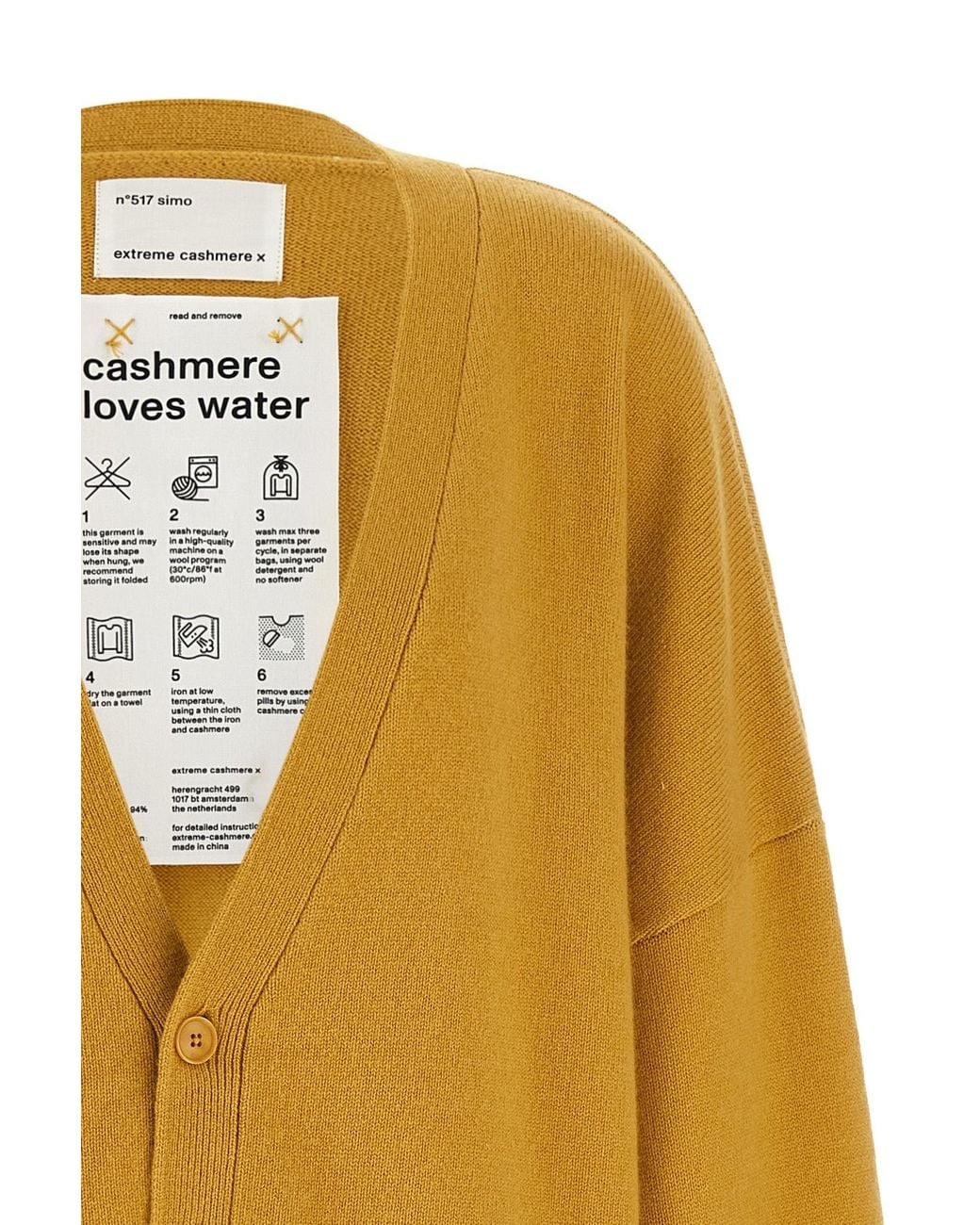 Extreme Cashmere Yellow Long-Sleeve Open-Front Cardigan