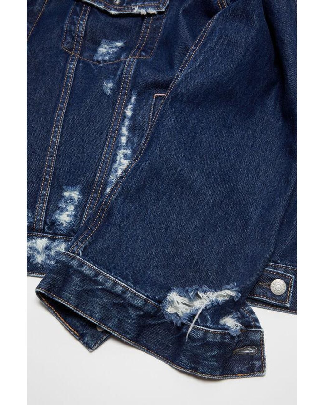 Acne Blue Relaxed Fit Distressed Denim Jacket for men
