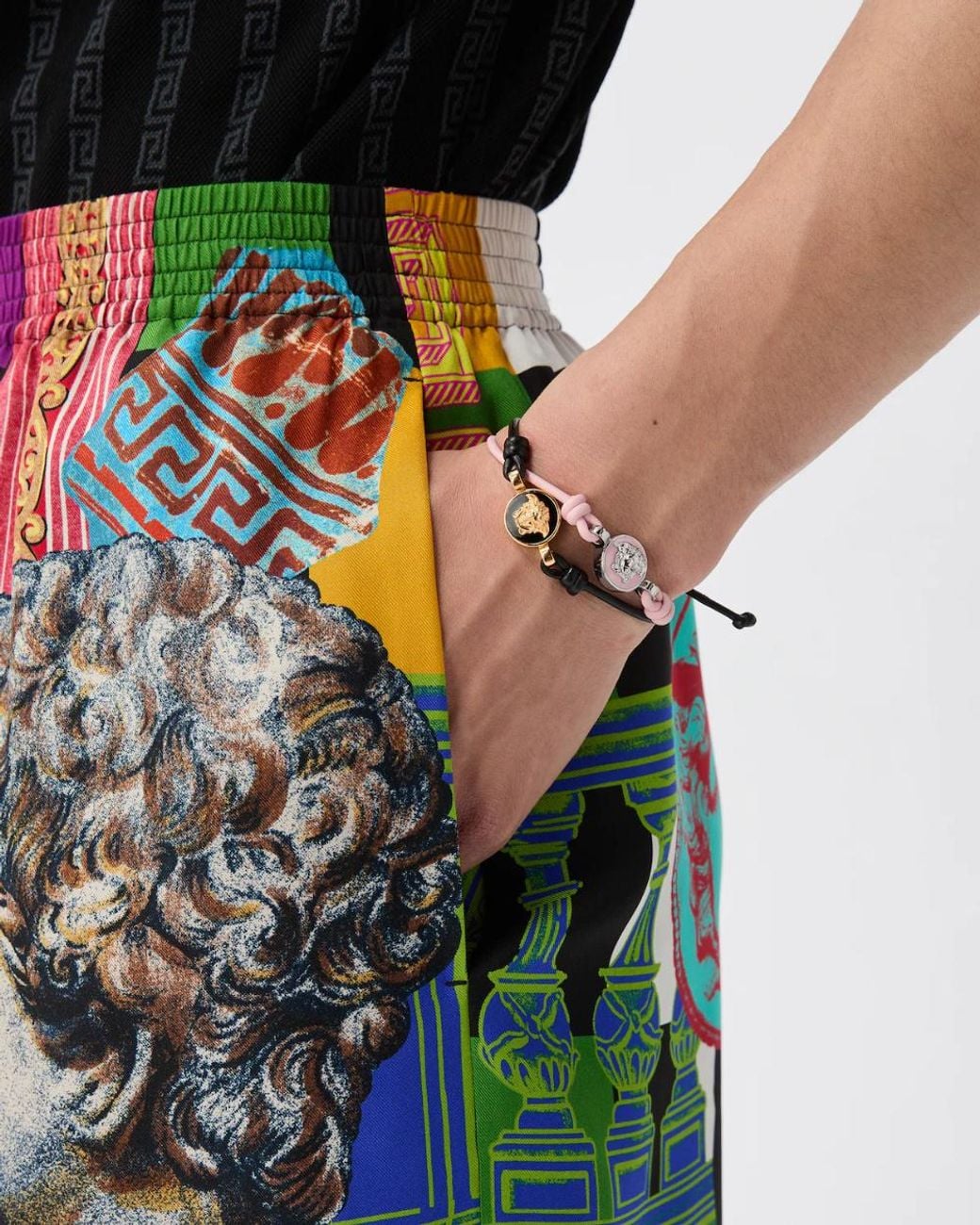 Versace White Medusa Cord Bracelet for men