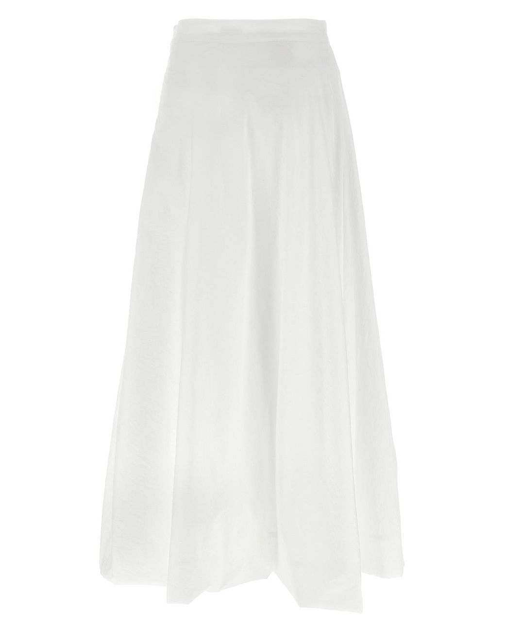 Brunello Cucinelli White Cotton Long Skirt