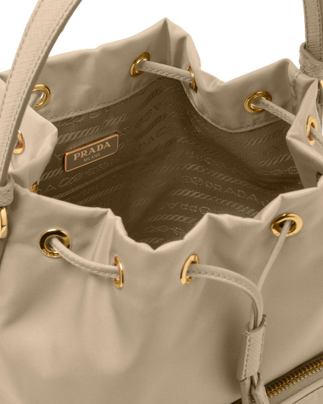 Prada Natural Duet Re-Nylon Bucket Bag