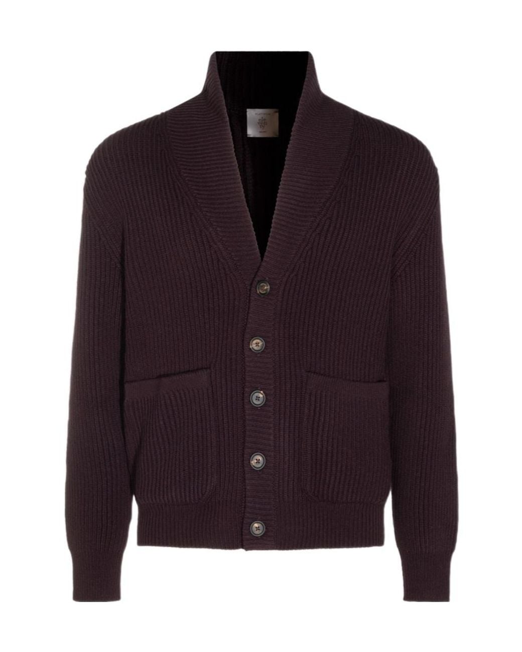 Eleventy Purple Ribbed Shawl-Collar Cardigan for men