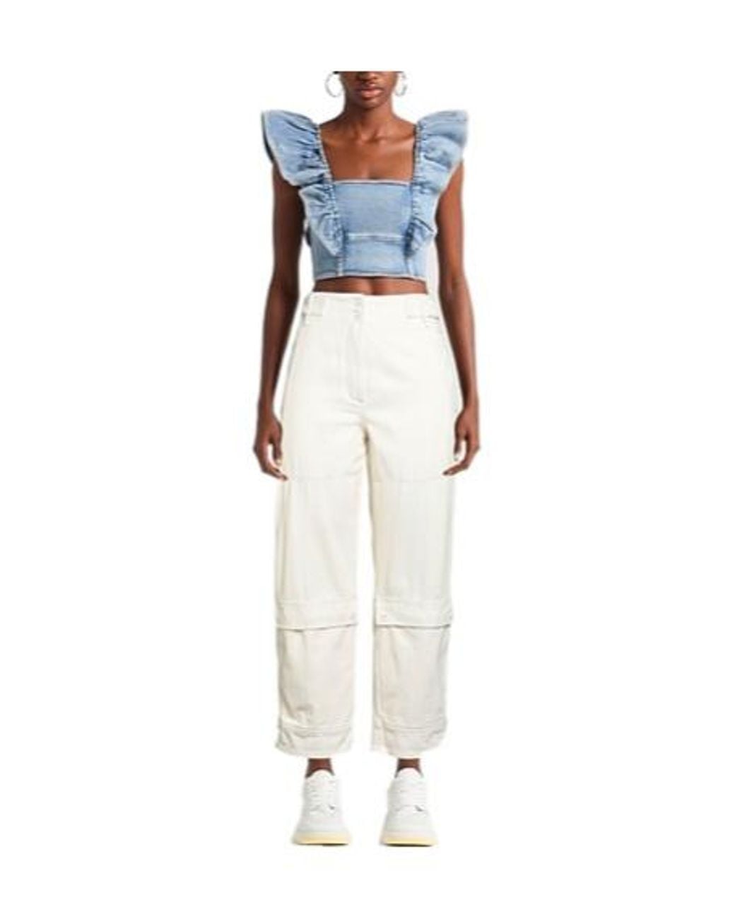 Weekend by Maxmara White Solid-Color Work Pants