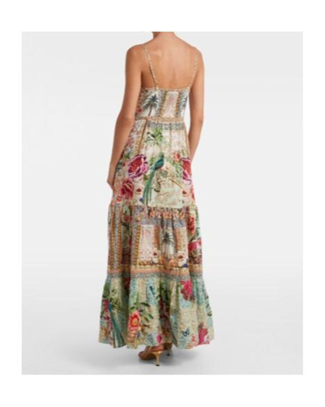 Camilla White Embellished Floral Linen Maxi Dress