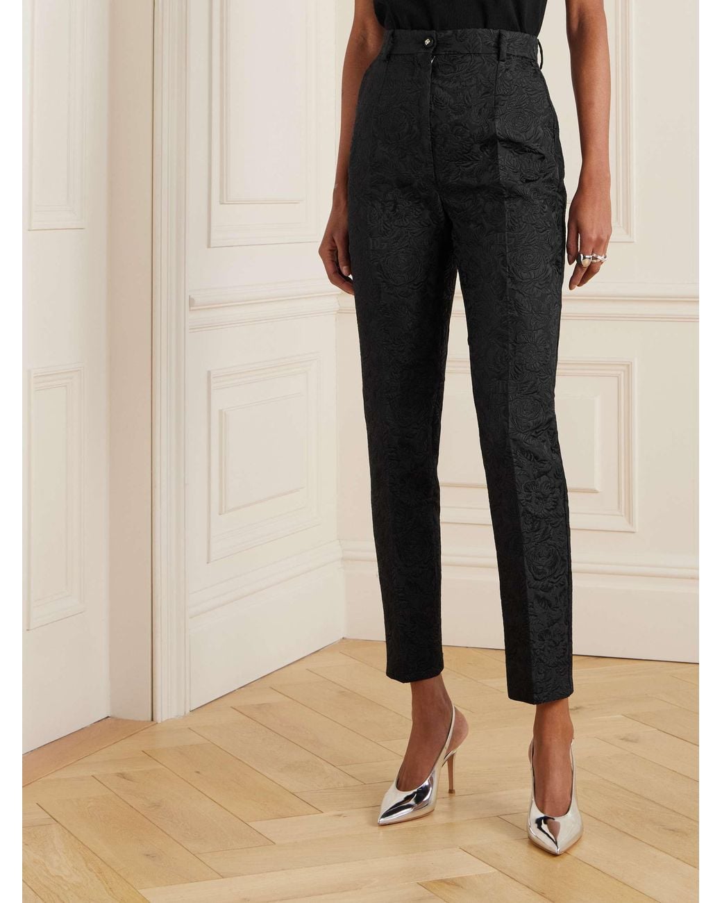 Dolce & Gabbana Black Brocade Trousers